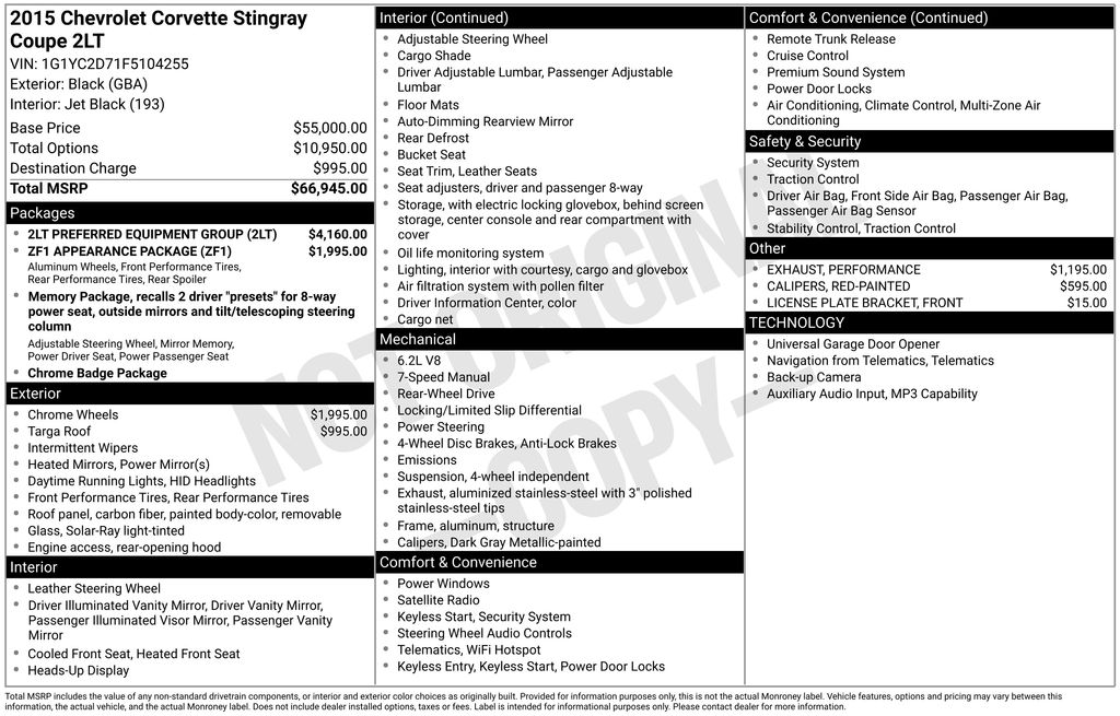 chevrolet corvette 2015 1G1YC2D71F5104255 image chevrolet corvette 2015 1G1YC2D71F5104255 image