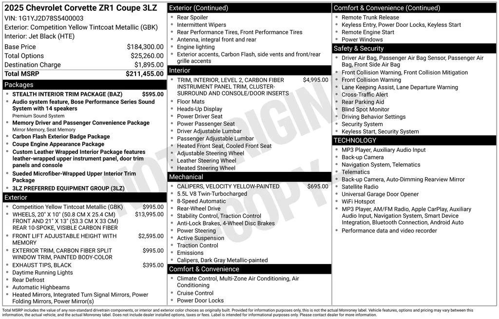 chevrolet corvette 2025 1G1YJ2D78S5400003 image chevrolet corvette 2025 1G1YJ2D78S5400003 image