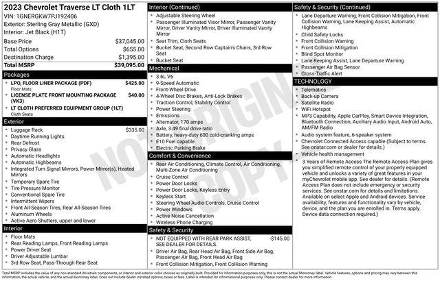 chevrolet traverse 2023 1GNERGKW7PJ192406 image chevrolet traverse 2023 1GNERGKW7PJ192406 image