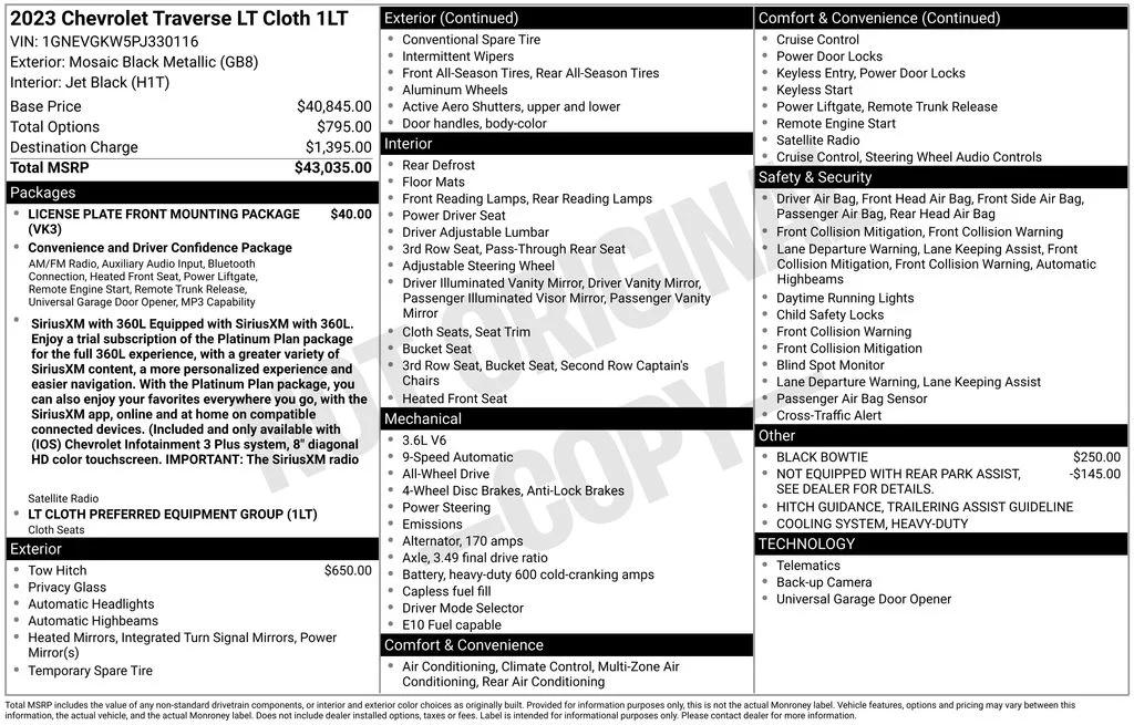 chevrolet traverse 2023 1GNEVGKW5PJ330116 image chevrolet traverse 2023 1GNEVGKW5PJ330116 image