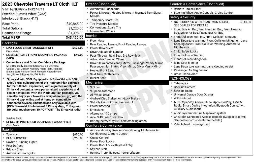 chevrolet traverse 2023 1GNEVGKW1PJ274711 image chevrolet traverse 2023 1GNEVGKW1PJ274711 image