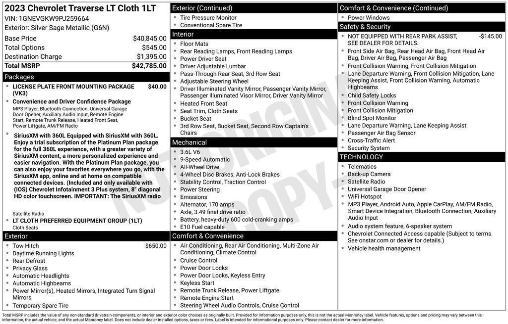 chevrolet traverse 2023 1GNEVGKW9PJ259664 image chevrolet traverse 2023 1GNEVGKW9PJ259664 image