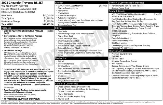 chevrolet traverse 2023 1GNEVJKW1PJ277072 image chevrolet traverse 2023 1GNEVJKW1PJ277072 image