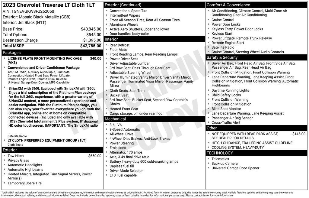 chevrolet traverse 2023 1GNEVGKW3PJ262060 image chevrolet traverse 2023 1GNEVGKW3PJ262060 image