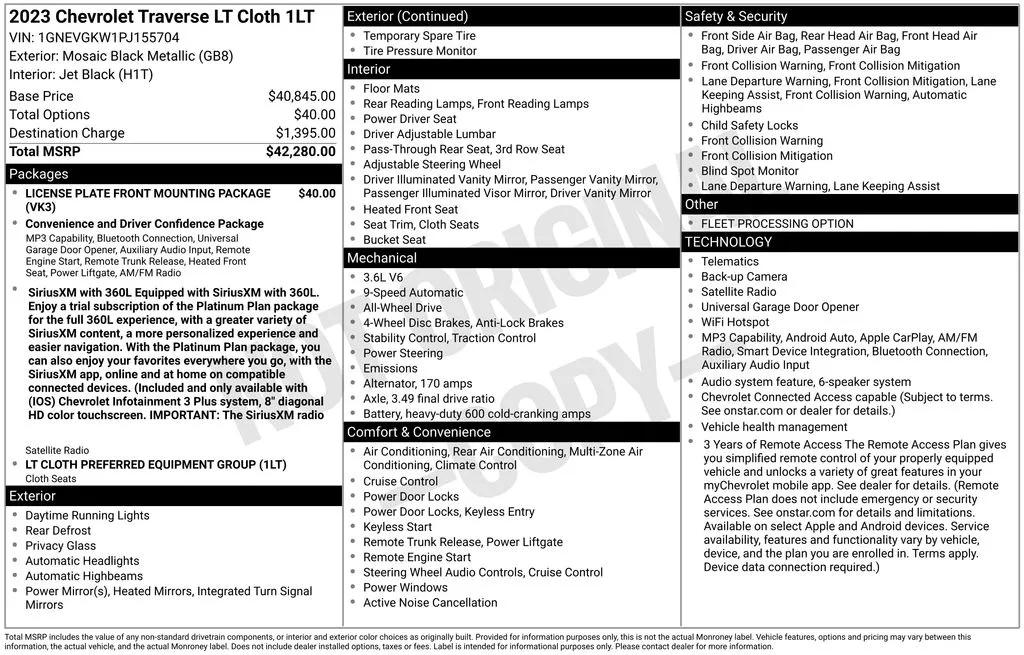 chevrolet traverse 2023 1GNEVGKW1PJ155704 image chevrolet traverse 2023 1GNEVGKW1PJ155704 image