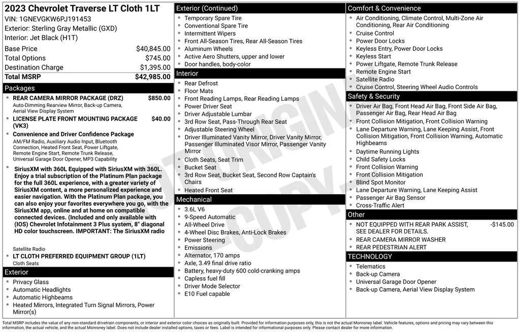 chevrolet traverse 2023 1GNEVGKW6PJ191453 image chevrolet traverse 2023 1GNEVGKW6PJ191453 image