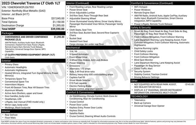chevrolet traverse 2023 1GNERGKW2PJ267951 image chevrolet traverse 2023 1GNERGKW2PJ267951 image