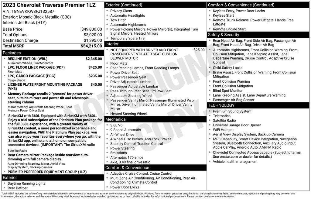 chevrolet traverse 2023 1GNEVKKW3PJ132587 image chevrolet traverse 2023 1GNEVKKW3PJ132587 image