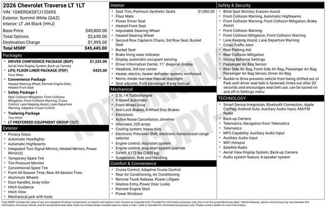 chevrolet traverse 2026 1GNERGKSXTJ133695 image chevrolet traverse 2026 1GNERGKSXTJ133695 image