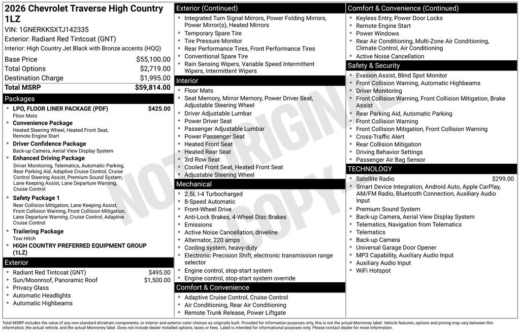 chevrolet traverse 2026 1GNERKKSXTJ142335 image chevrolet traverse 2026 1GNERKKSXTJ142335 image