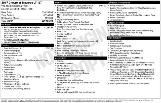 chevrolet traverse 2017 1GNKVGKDXHJ279554 image