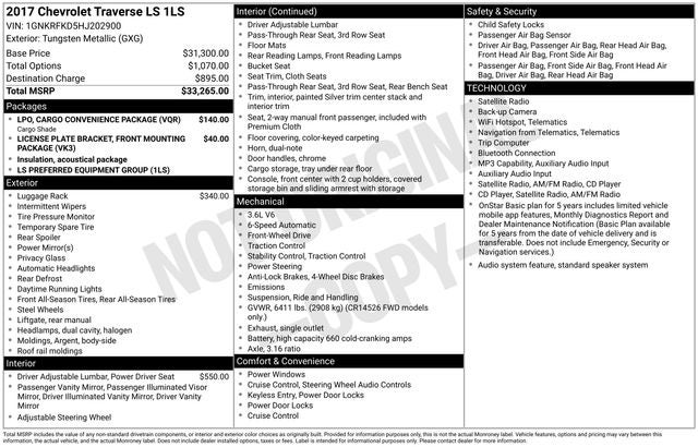 chevrolet traverse 2017 1GNKRFKD5HJ202900 image chevrolet traverse 2017 1GNKRFKD5HJ202900 image