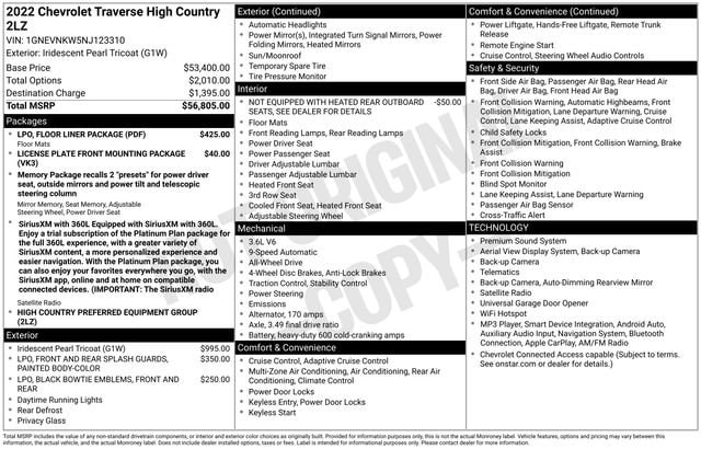 chevrolet traverse 2022 1GNEVNKW5NJ123310 image chevrolet traverse 2022 1GNEVNKW5NJ123310 image