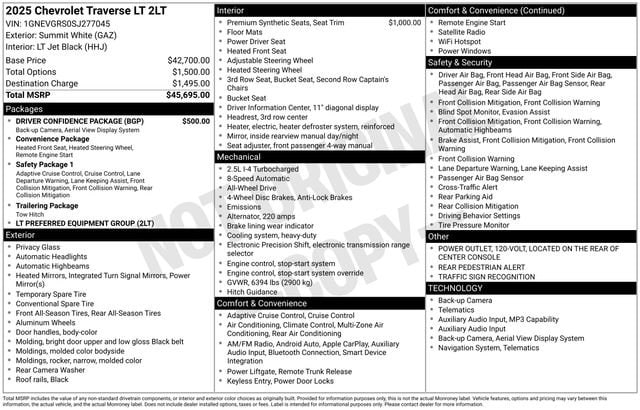 chevrolet traverse 2025 1GNEVGRS0SJ277045 image chevrolet traverse 2025 1GNEVGRS0SJ277045 image