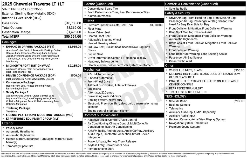 chevrolet traverse 2025 1GNERGRS0SJ219666 image chevrolet traverse 2025 1GNERGRS0SJ219666 image