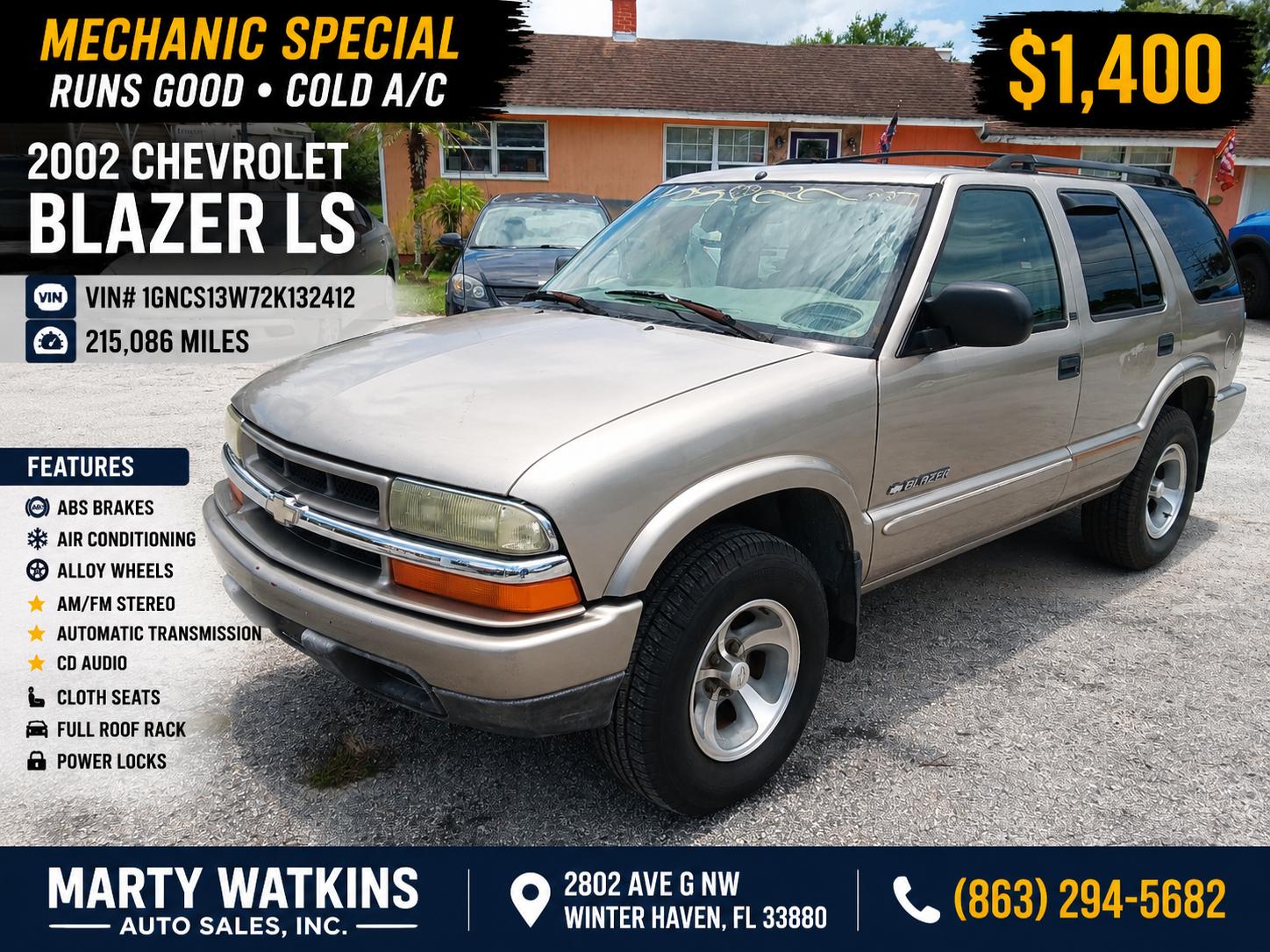 chevrolet blazer 2002 1GNCS13W72K132412 image chevrolet blazer 2002 1GNCS13W72K132412 image