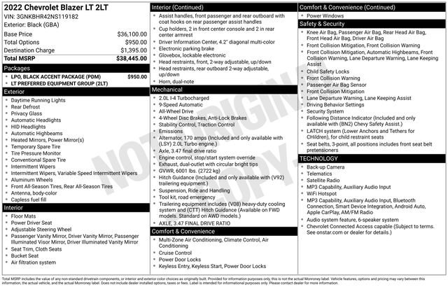 chevrolet blazer 2022 3GNKBHR42NS119182 image