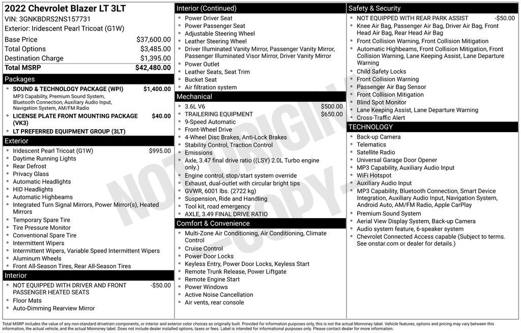 chevrolet blazer 2022 3GNKBDRS2NS157731 image chevrolet blazer 2022 3GNKBDRS2NS157731 image