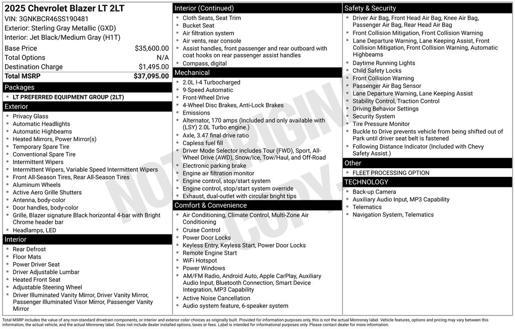 chevrolet blazer 2025 3GNKBCR46SS190481 image chevrolet blazer 2025 3GNKBCR46SS190481 image