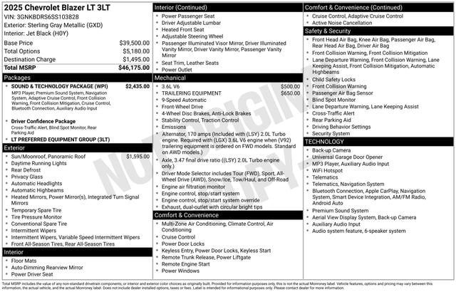 chevrolet blazer 2025 3GNKBDRS6SS103828 image chevrolet blazer 2025 3GNKBDRS6SS103828 image
