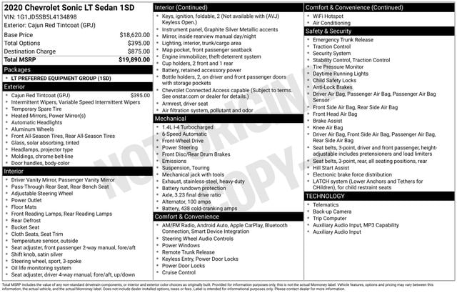 chevrolet sonic 2020 1G1JD5SB5L4134898 image chevrolet sonic 2020 1G1JD5SB5L4134898 image