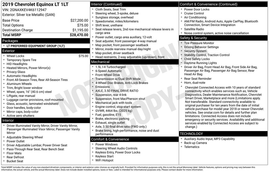 chevrolet equinox 2019 2GNAXKEV4K6112947 image chevrolet equinox 2019 2GNAXKEV4K6112947 image