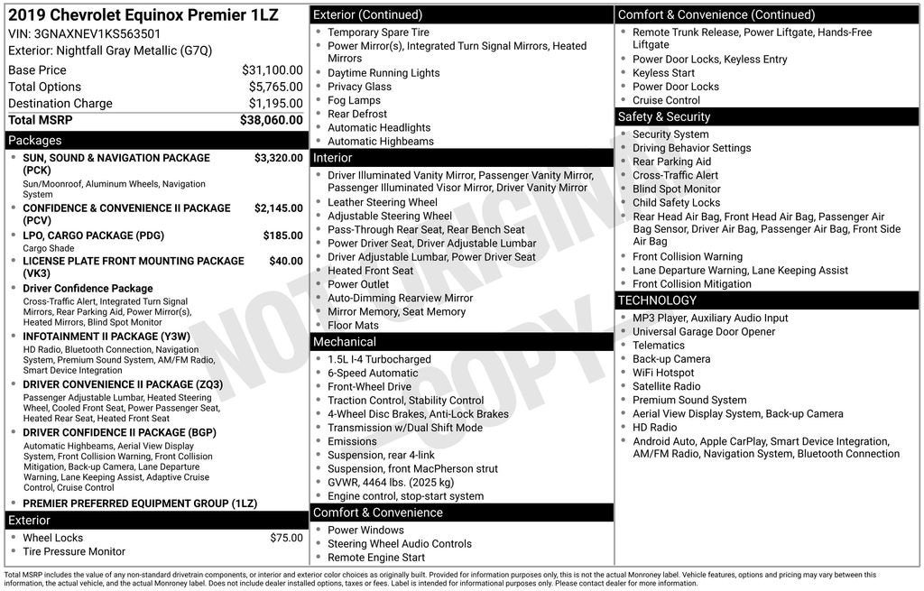 chevrolet equinox 2019 3GNAXNEV1KS563501 image chevrolet equinox 2019 3GNAXNEV1KS563501 image