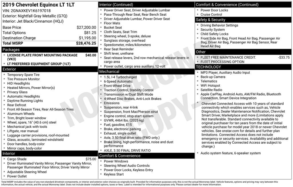 chevrolet equinox 2019 2GNAXKEV1K6197018 image chevrolet equinox 2019 2GNAXKEV1K6197018 image