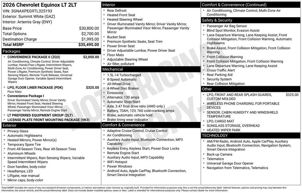 chevrolet equinox 2026 3GNAXPEG9TL325193 image chevrolet equinox 2026 3GNAXPEG9TL325193 image