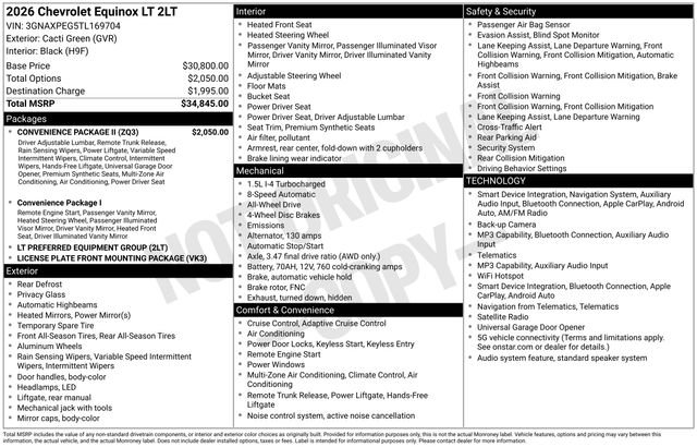 chevrolet equinox 2026 3GNAXPEG5TL169704 image chevrolet equinox 2026 3GNAXPEG5TL169704 image