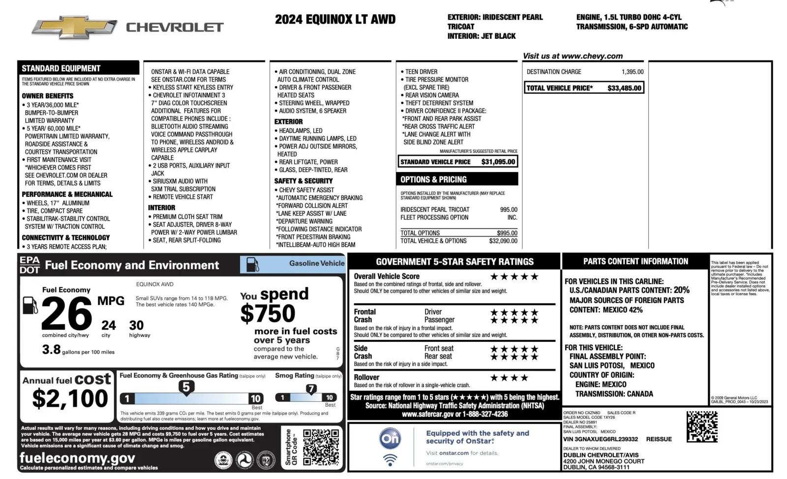chevrolet equinox 2024 3GNAXUEG6RL239332 image chevrolet equinox 2024 3GNAXUEG6RL239332 image
