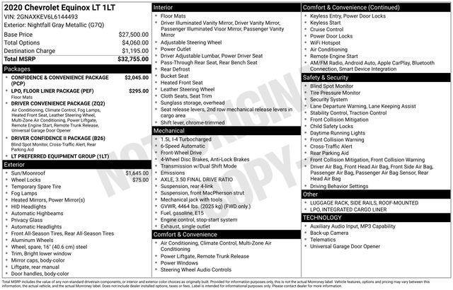 chevrolet equinox 2020 2GNAXKEV6L6144493 image chevrolet equinox 2020 2GNAXKEV6L6144493 image