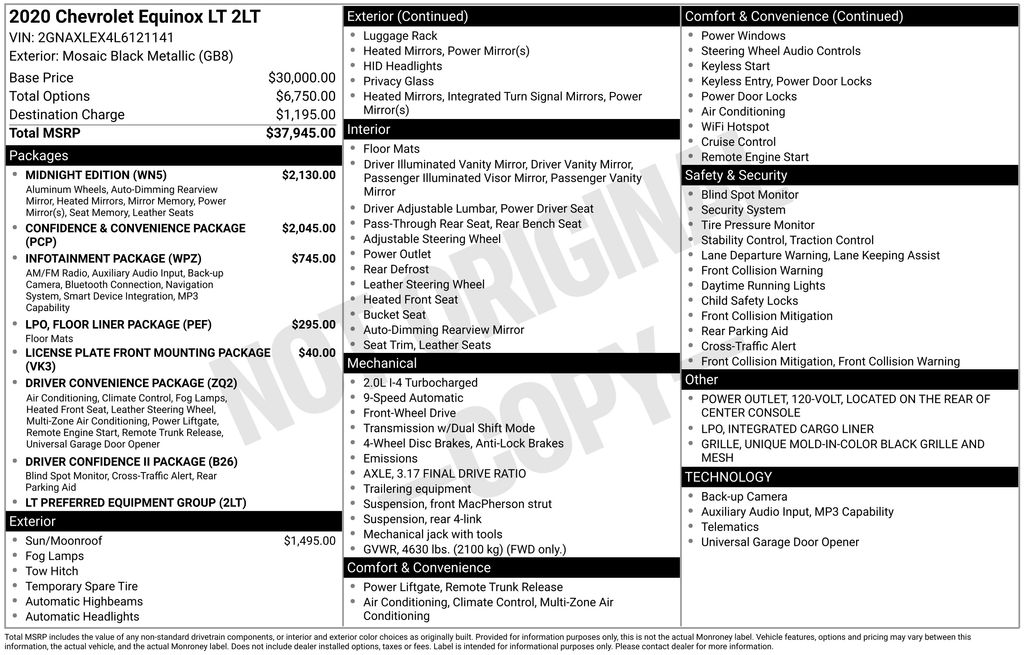 chevrolet equinox 2020 2GNAXLEX4L6121141 image chevrolet equinox 2020 2GNAXLEX4L6121141 image