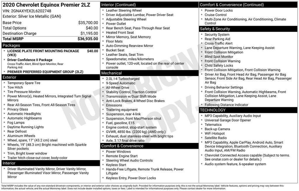 chevrolet equinox 2020 2GNAXYEX2L6202748 image chevrolet equinox 2020 2GNAXYEX2L6202748 image