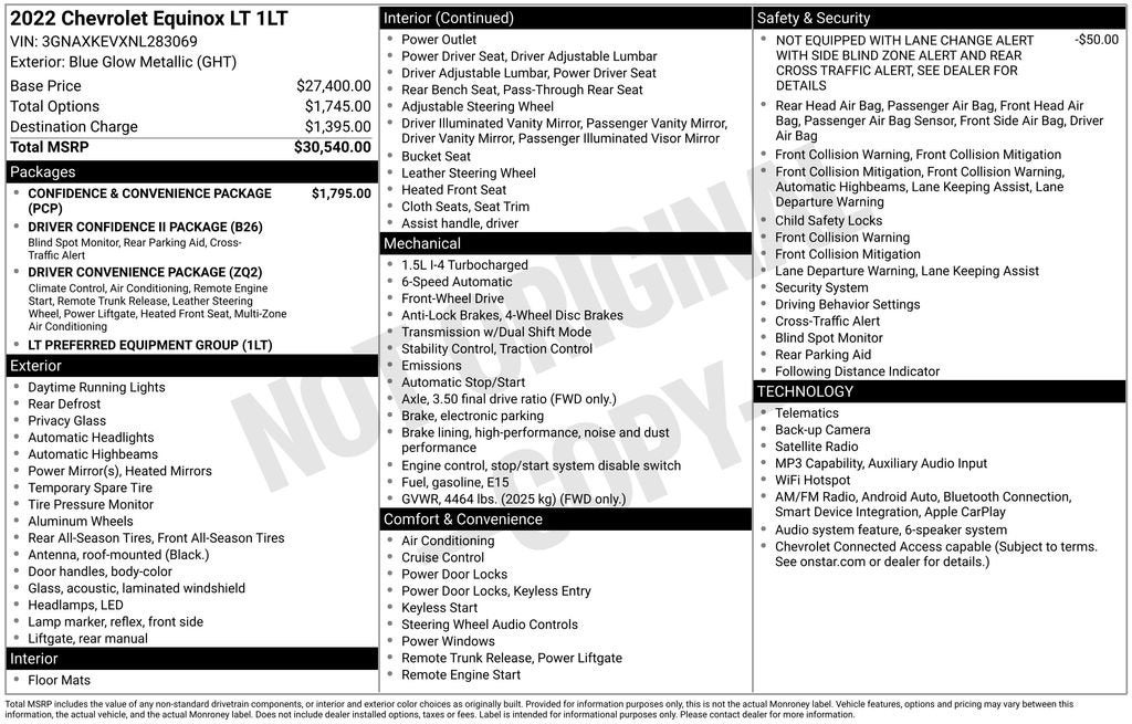 chevrolet equinox 2022 3GNAXKEVXNL283069 image chevrolet equinox 2022 3GNAXKEVXNL283069 image