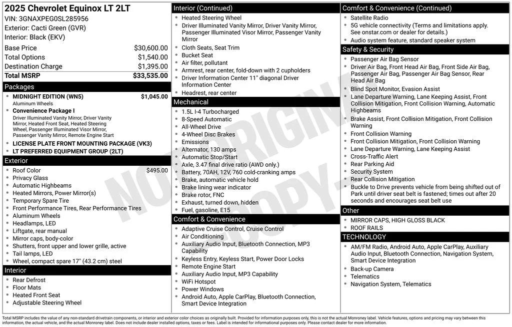 chevrolet equinox 2025 3GNAXPEG0SL285956 image chevrolet equinox 2025 3GNAXPEG0SL285956 image
