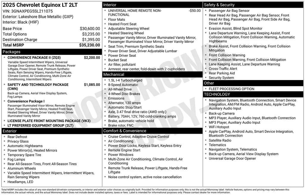 chevrolet equinox 2025 3GNAXPEG5SL211075 image chevrolet equinox 2025 3GNAXPEG5SL211075 image