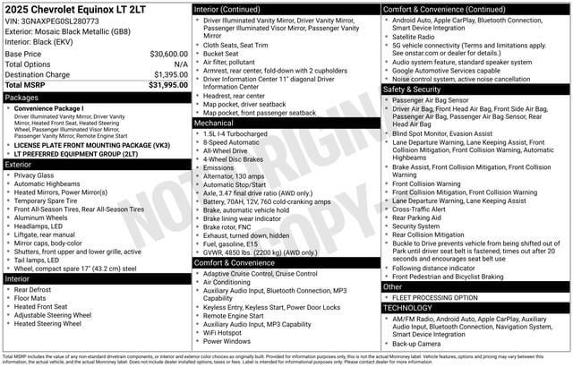 chevrolet equinox 2025 3GNAXPEG0SL280773 image chevrolet equinox 2025 3GNAXPEG0SL280773 image