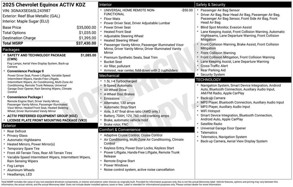 chevrolet equinox 2025 3GNAXSEG6SL243987 image chevrolet equinox 2025 3GNAXSEG6SL243987 image