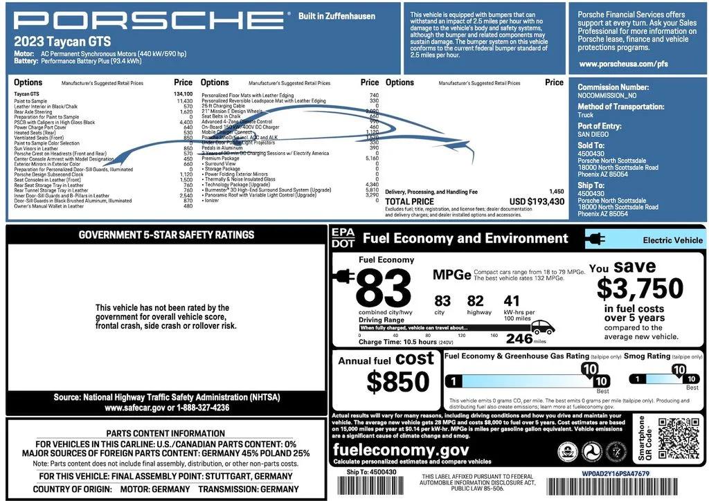 porsche taycan 2023 WP0AD2Y16PSA47679 image porsche taycan 2023 WP0AD2Y16PSA47679 image