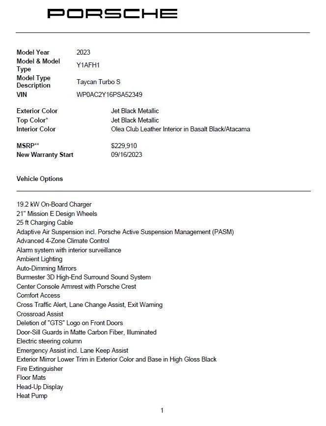 porsche taycan 2023 WP0AC2Y16PSA52349 image