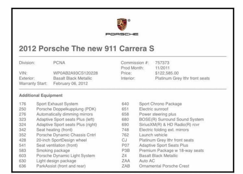 porsche 911 2012 WP0AB2A93CS120228 image porsche 911 2012 WP0AB2A93CS120228 image