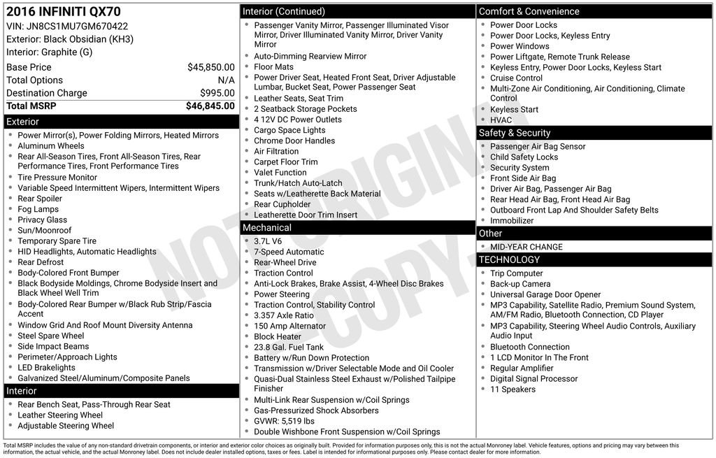 infiniti qx70 2016 JN8CS1MU7GM670422 image infiniti qx70 2016 JN8CS1MU7GM670422 image