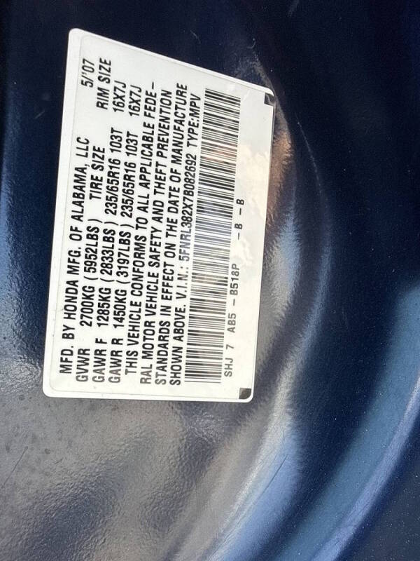 honda odyssey 2007 5FNRL382X7B082692 image honda odyssey 2007 5FNRL382X7B082692 image