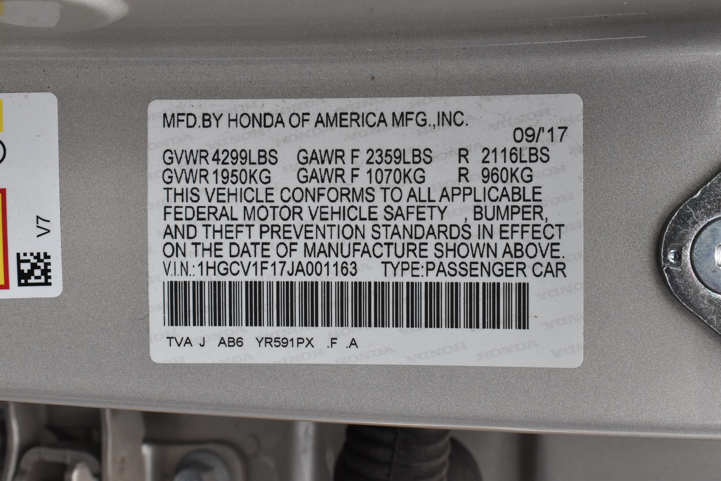 honda accord 2018 1HGCV1F17JA001163 image honda accord 2018 1HGCV1F17JA001163 image