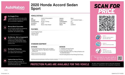 honda accord 2020 1HGCV1F35LA050611 image honda accord 2020 1HGCV1F35LA050611 image