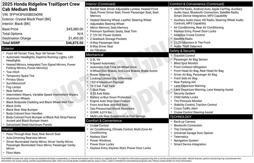 honda ridgeline 2025 5FPYK3F65SB034098 image honda ridgeline 2025 5FPYK3F65SB034098 image
