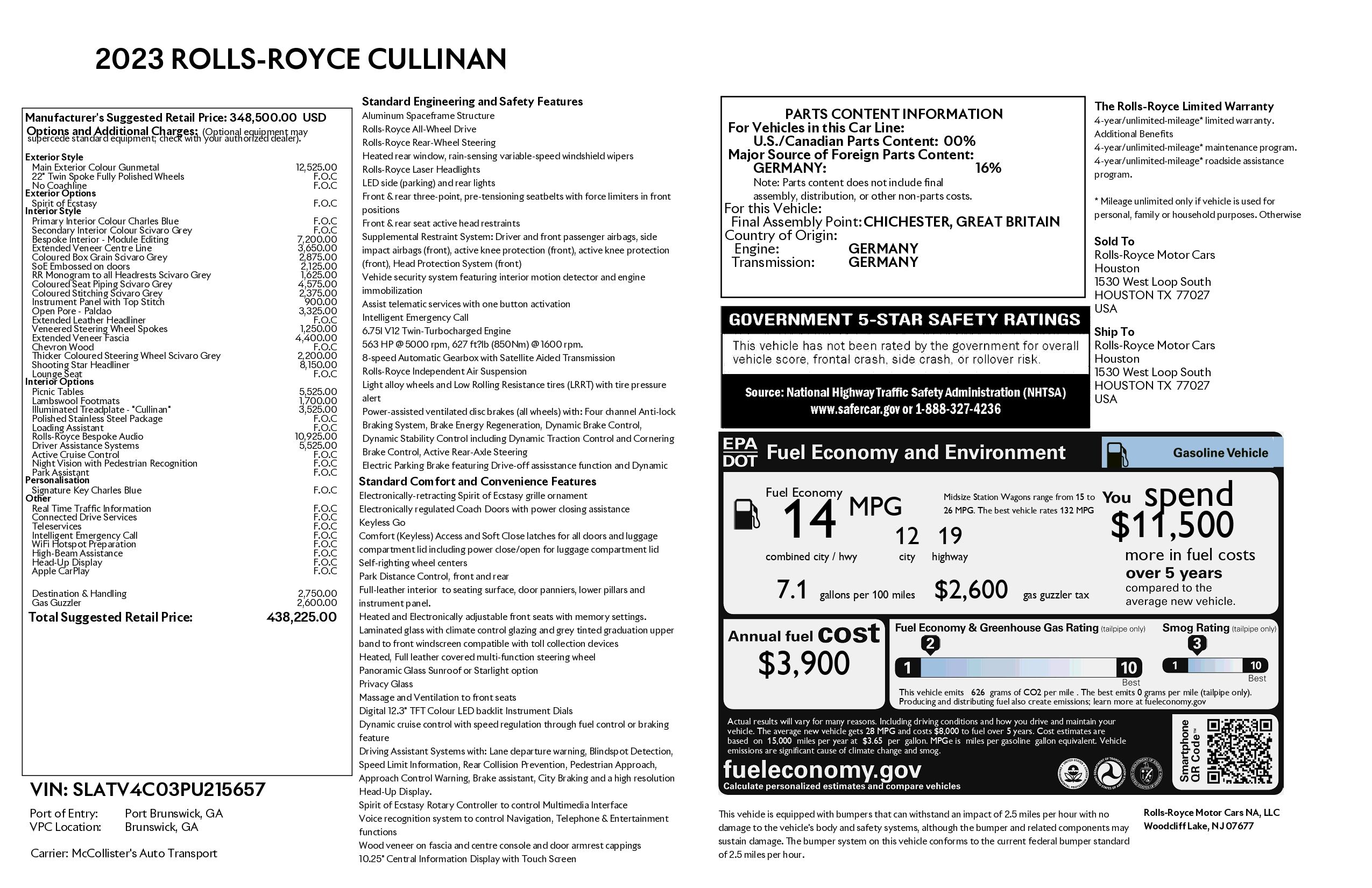 rolls-royce cullinan 2023 SLATV4C03PU215657 image rolls-royce cullinan 2023 SLATV4C03PU215657 image