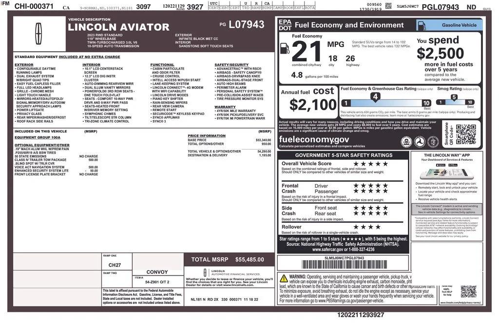 lincoln aviator 2023 5LM5J6WC7PGL07943 image lincoln aviator 2023 5LM5J6WC7PGL07943 image