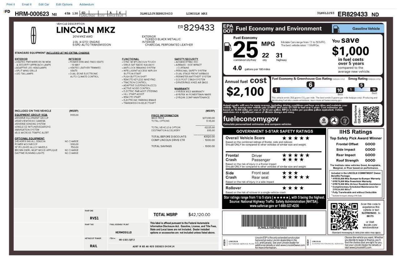 lincoln mkz 2014 3LN6L2J93ER829433 image lincoln mkz 2014 3LN6L2J93ER829433 image